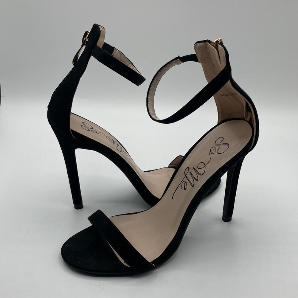 So Me Black Open Toe Stiletto High Heels Women's Size 6